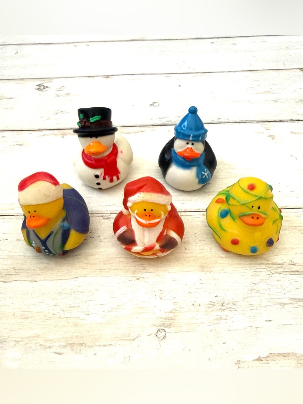 Christmas Holiday Themed Rubber Ducks Set of 5 Snowman Penguin Santa Etc